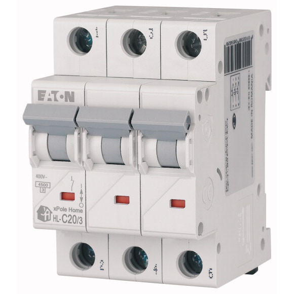 Автоматический выключатель EATON xPole Home HL, 20А, 3P, тип "C" 4.5кА