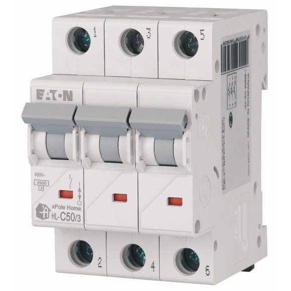 Автоматический выключатель EATON xPole Home HL, 50А, 3P, тип "C" 4.5кА