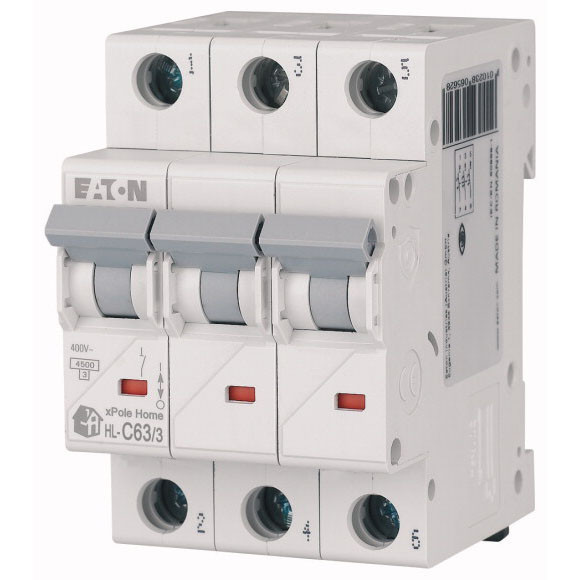 Автоматический выключатель EATON xPole Home HL, 63А, 3P, тип "C" 4.5кА