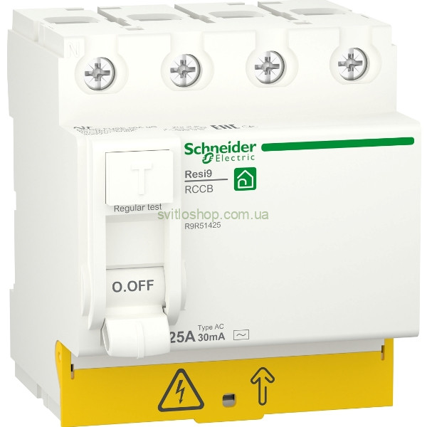 Устройство защитного отключения УЗО SCHNEIDER Resy9, 25А, 4P, 30мА, АC, 6кА