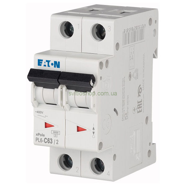 Автоматический выключатель EATON xPole PL6, 63А, 2P, тип "C" 6кА