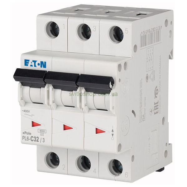Автоматический выключатель EATON xPole PL6, 32А, 3P, тип "C" 6кА