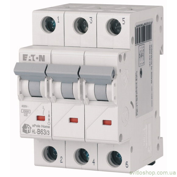 Автоматический выключатель EATON xPole Home HL, 63А, 3P, тип "B" 4.5кА
