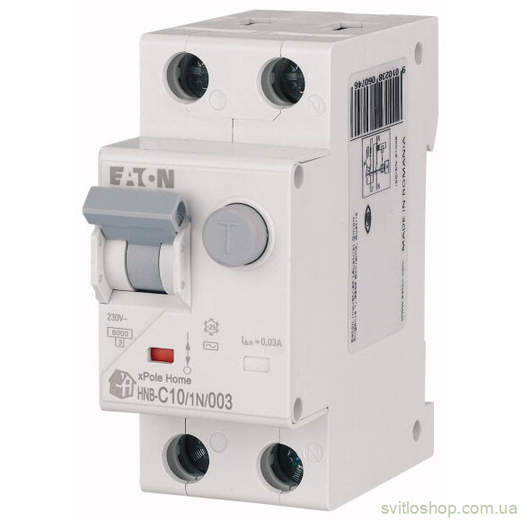 Дифференциальный выключатель EATON xPole Home HNB, 10А, 30мА, тип "C", АC, 1P+N, 6кА