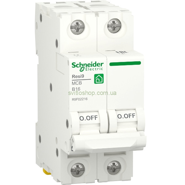 Автоматический выключатель Schneider Resi9, 16А, 2P, тип "B" 6кА