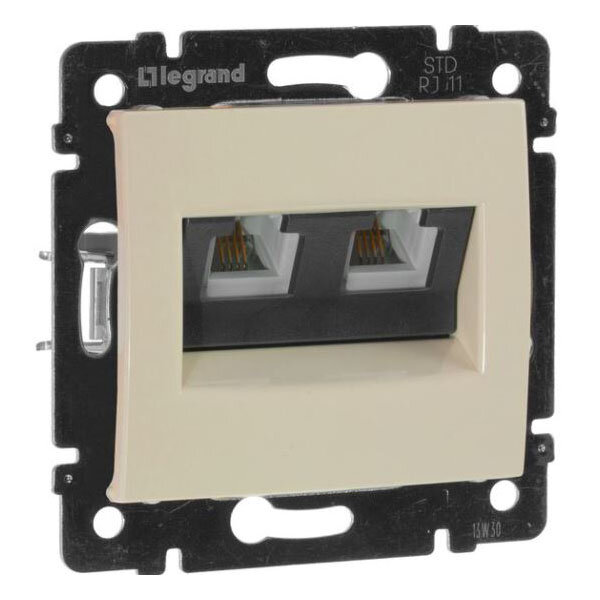 Розетка 2xRJ11 cat.3 телефонная, двойная LEGRAND Valena Classic слоновая кость