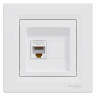 Розетка RJ45 cat.5e UTP компьютерная с рамкой Schneider Asfora белая