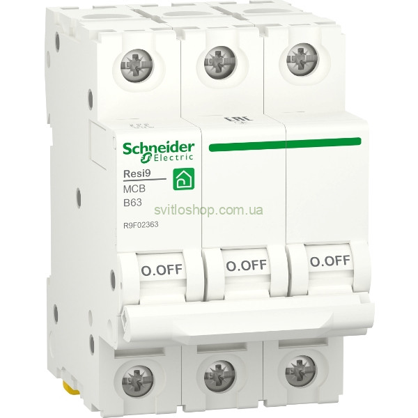 Автоматический выключатель Schneider Resi9, 63А, 3P, тип "B" 6кА
