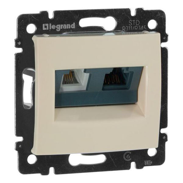 Розетка RJ45 cat.5e/6 UTP компьютер + RJ11 телефон LEGRAND Valena Classic слоновая кость