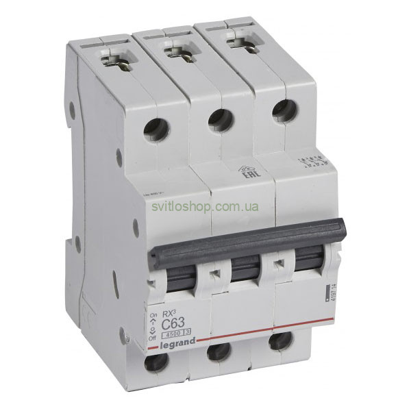 Автоматический выключатель LEGRAND RX³, 63А, 3P, тип "C" 4.5кА