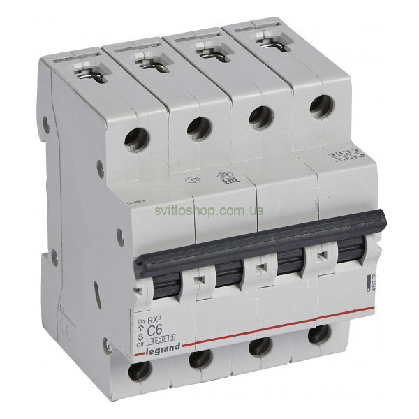 Автоматический выключатель LEGRAND RX³, 6А, 4P, тип "C" 4.5кА