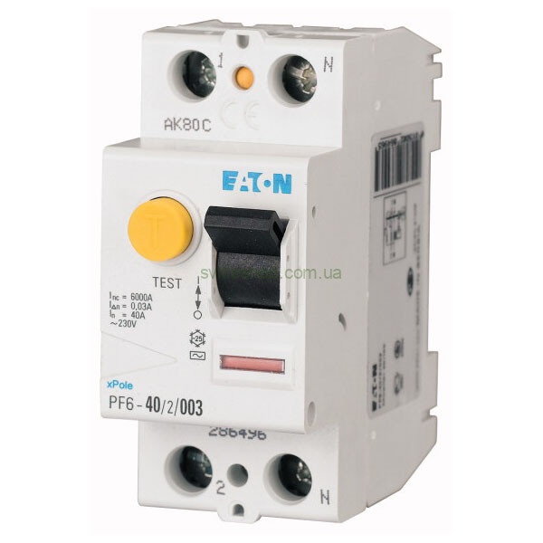 Устройство защитного отключения УЗО EATON xPole PF6, 40А, 2P, 30мА, АC, 6кА